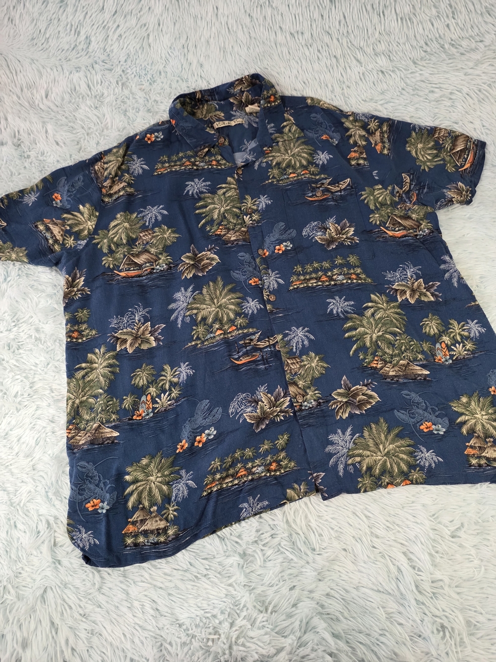 2 Batik Bay Men’s Tropical Hawaiian Button Down Shirt Palm Tree Size XXL - Picture 3 of 16